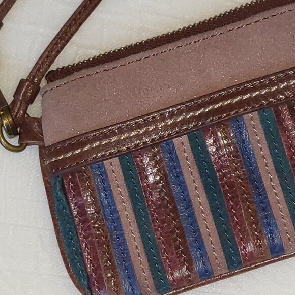 The Sak Wristlet Leather Bag Patchwork Striped Boho Wallet Retro - Picture 2 of 11
